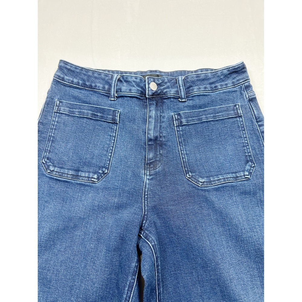 Quince Bella Stretch Patch Pocket Wide Leg Jeans 32 Midnight Blue Cropped